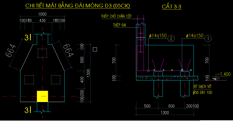 Cách tính khối lượng bê tông đài móng