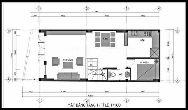 mặt bằng thiết kế tầng 1