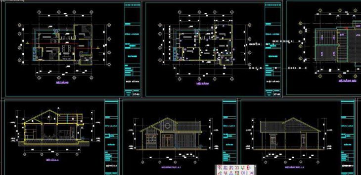 Bản vẽ kiến trúc nhà 3 gian 1 tầng