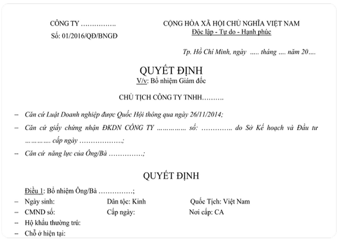 Quyết định bổ nhiệm tư vấn giám sát  trường công trình