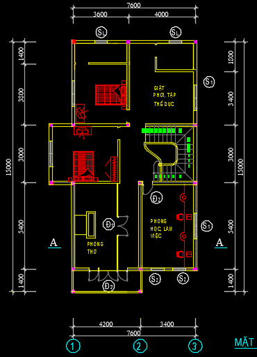 Nhà biệt thự 2 tầng 15x7.6m