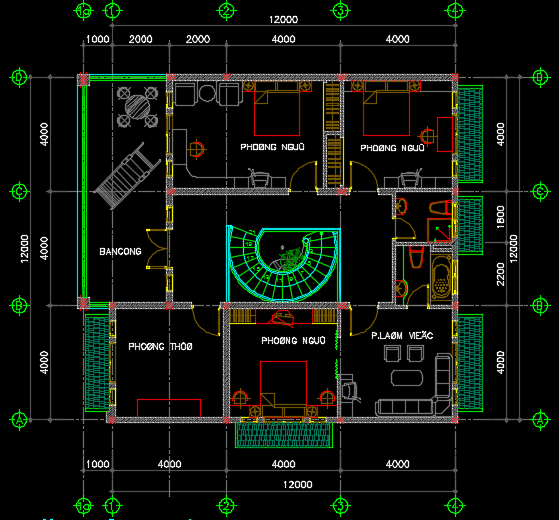 Nhà biệt thự 2 tầng 12x12m