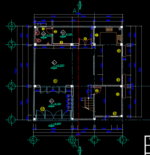 Bản vẽ biệt thự 4 tầng 9.5x9.5m