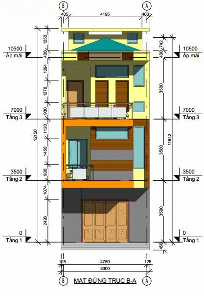 Hồ sơ mẫu công trình nhà phố đầy đủ kiến trúc, kết cấu