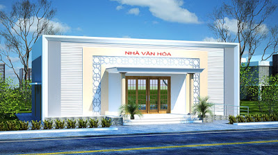 Mẫu nhà văn hóa 1 ( Gồm: Báo cáo kinh tế kỹ thuật + Dự toán + Phối cảnh + Bản vẽ )