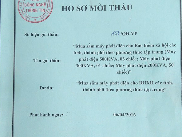 Mẫu hồ sơ Mời thầu