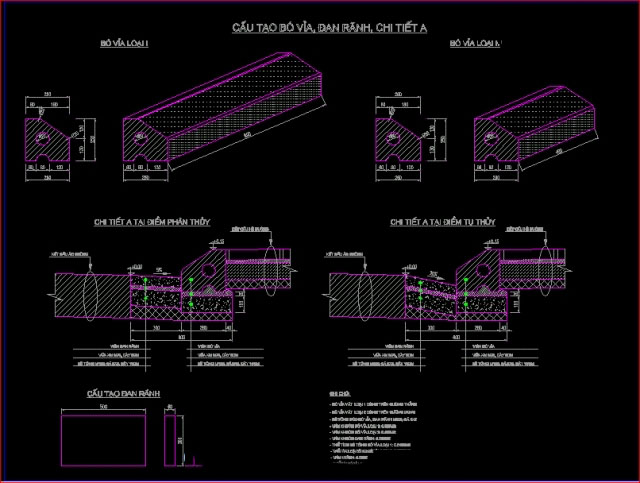 Bản vẽ mẫu thiết kế kết cấu vỉa hè