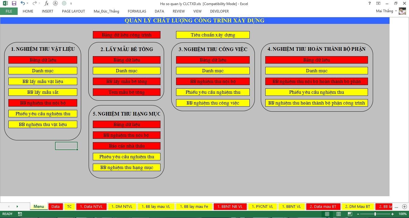 Excel Quản Lý Chất Lượng Công Trình Xây Dựng