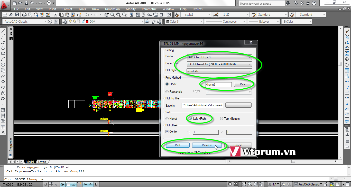 Cách in hàng loạt bản vẽ tự động trong Model AutoCAD