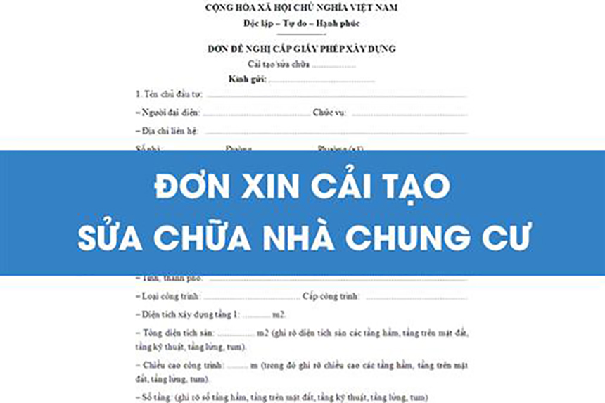 Mẫu đơn sửa chữa căn hộ chung cư tại Hà Nội