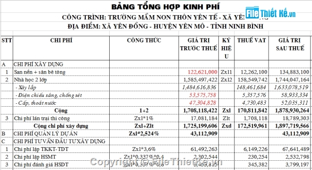 Dự toán công trình trường học