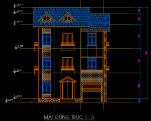 File Cad – Nhà biệt thự 3 tầng 9×9.5