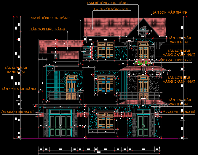 File Cad – Nhà biệt thự 3 tầng 13×8.4m