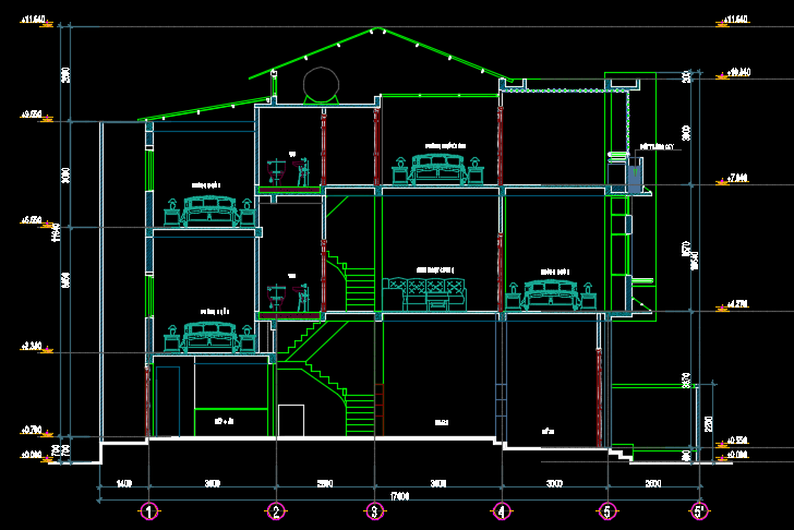 File Cad – Nhà phố 3 tầng 3.5x17m