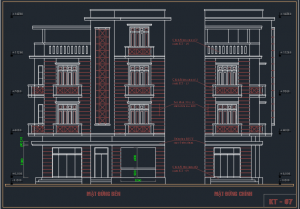 File Cad – Nhà biệt thự 4 tầng 5×11m