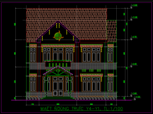 File Cad – Nhà biệt thự 2 tầng 12x15m