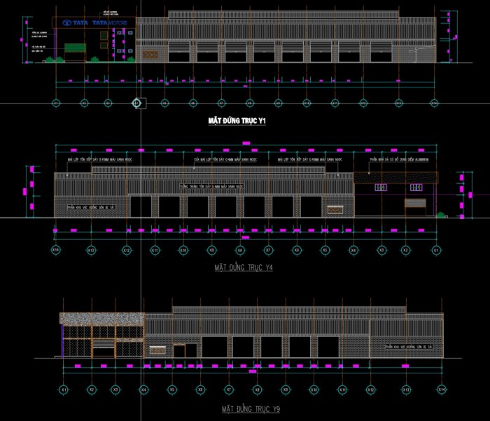 File Cad – Bản vẽ nhà xưởng – Showroom Ô Tô