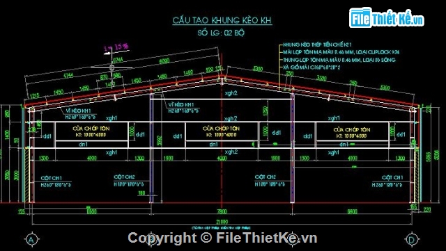 Mẫu bản vẽ nhà xưởng 2400 m2