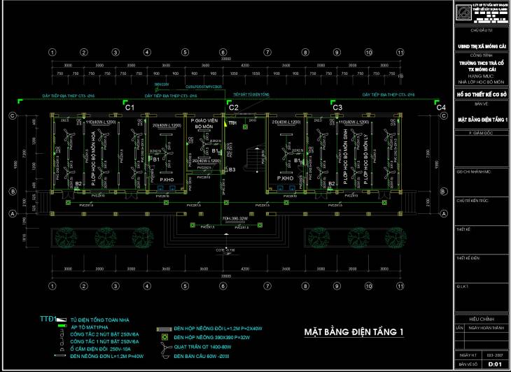 File cad bản vẽ cải tạo trường tiểu học 2 tầng chi tiết