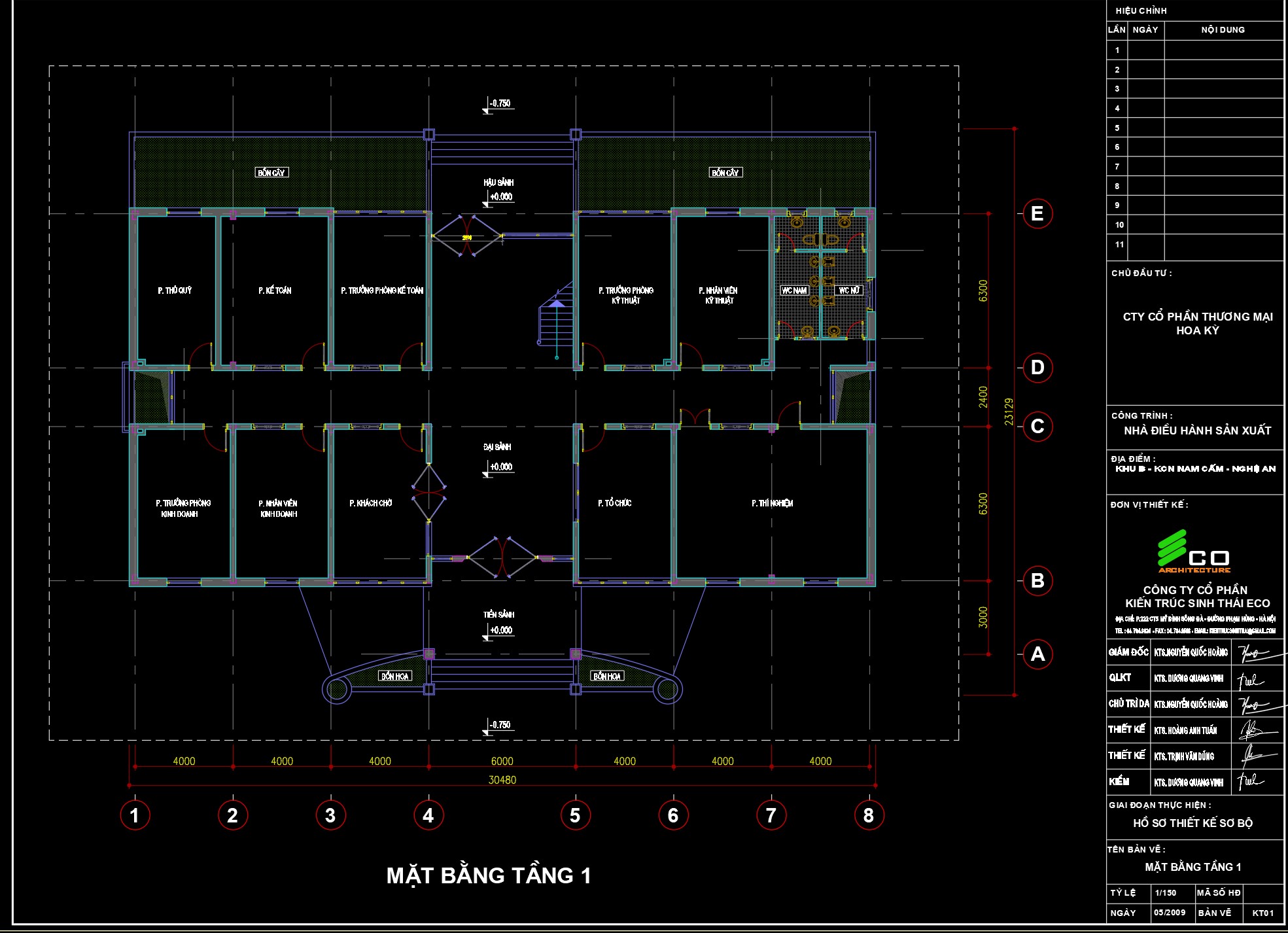 Bản vẽ autocad thiết mặt bằng nhà điều hành 2 tầng văn phòng công nghiệp