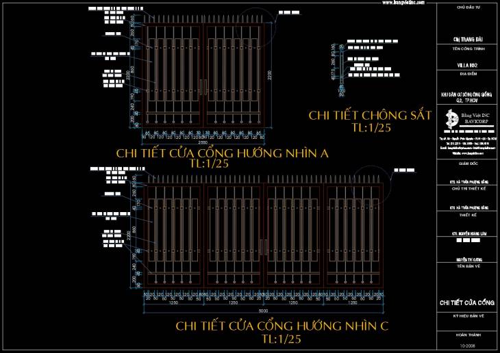 File cad thiết kế cổng hàng rào biệt thự