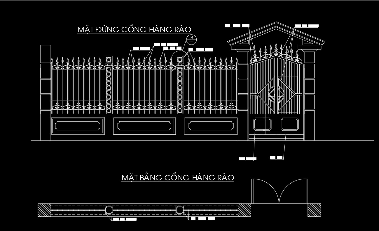 Bản vẽ Tổng hợp mẫu cổng + hàng rào