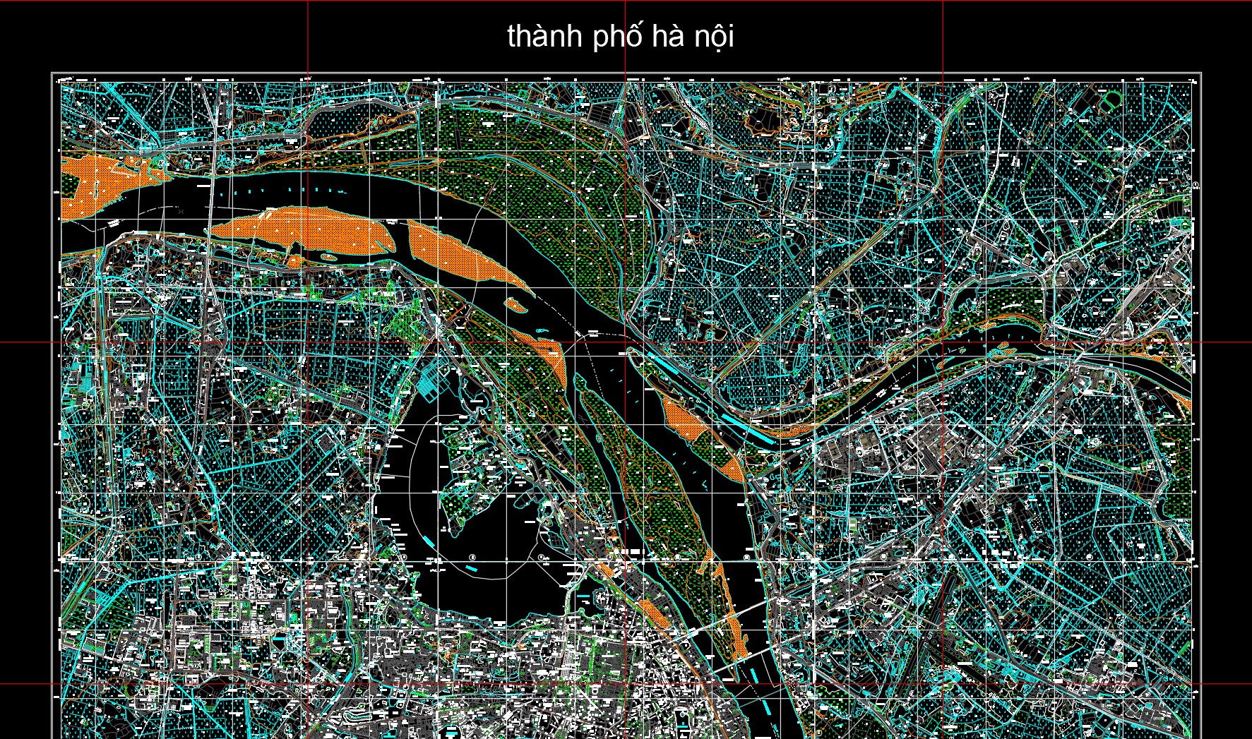 File cad thiết kế bản đồ quy hoạch tổng thể TP Hà Nội