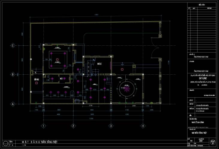 Bản vẽ biệt thự 4 tầng KT 8x13.5m miễn phí