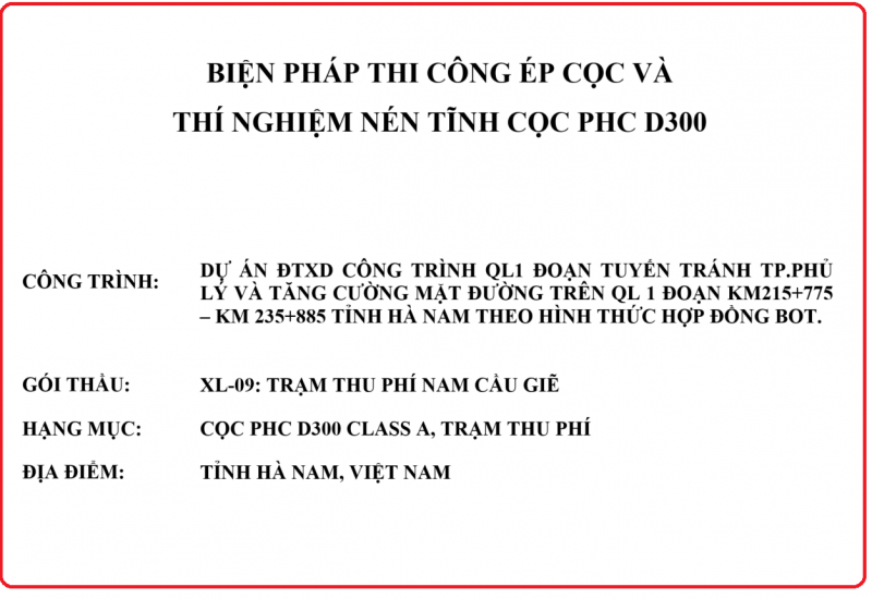 Biện pháp thi công ép cọc D300