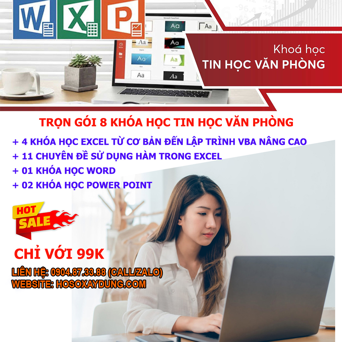 Combo 8 khóa học tinh học văn phòng từ cơ bản đến nâng cao chỉ với 99k