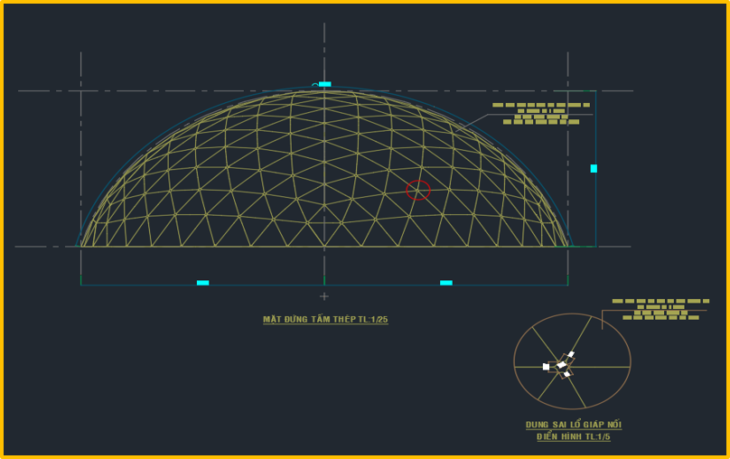 Bản vẽ Kết cấu mái vòm thép