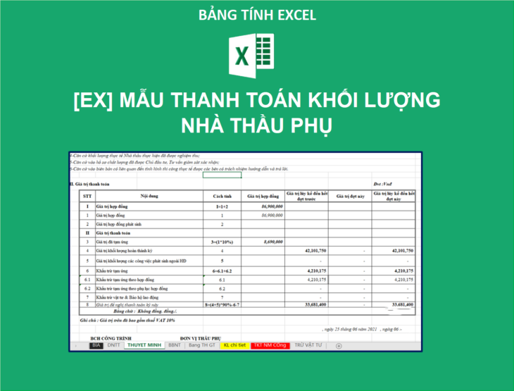 [EX] Mẫu thanh toán khối lượng nhà thầu phụ