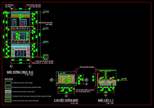 Bản vẽ autocad kiến trúc nhà 5x20m 2 tầng lệch