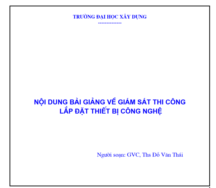 Tài liệu giám sát thi công lắp đặt thiết bị