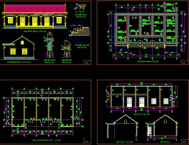 Bản vẽ autocad nhà cấp 4 rộng 7.8m x16.5m