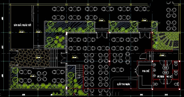 Bản vẽ cad chi tiết quán cà phê