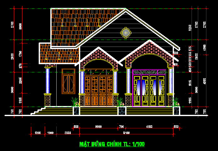 BẢN VẼ NHÀ CẤP 4 (11.2X18M FULL: KT) QUÁ CHẤT