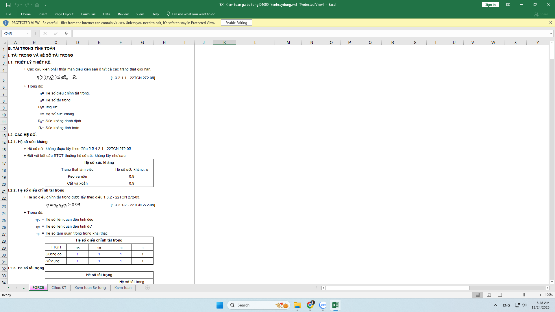 [EX] Bảng tính kết cấu hố ga