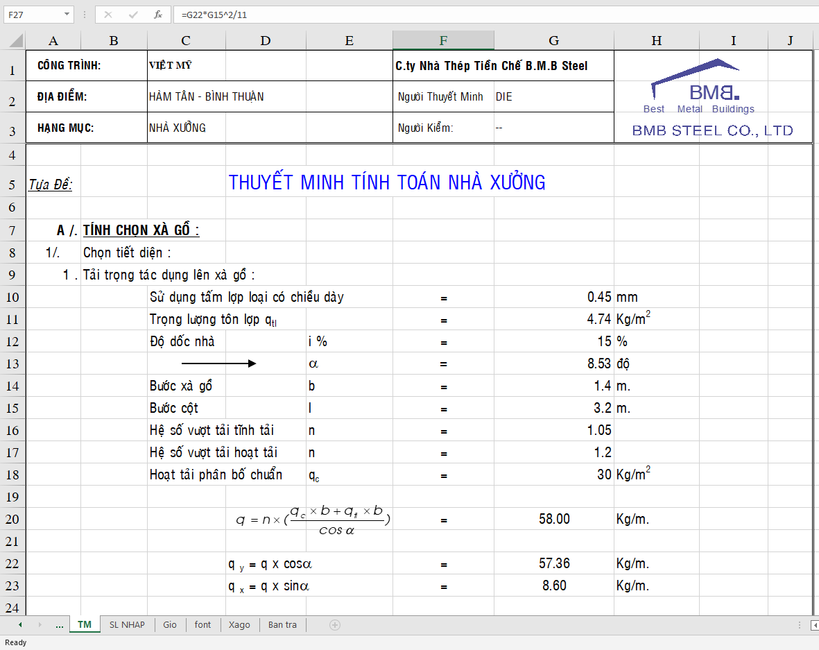 [EX] Tính toán khung nhà xưởng